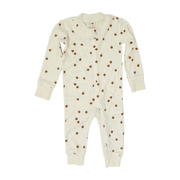NWOT Quincy Mae 100% Organic Cotton Gender Neutral Oranges Zip One Piece 3-6 M - Picture 1 of 7